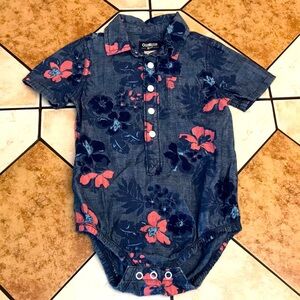 Baby Oshkosh navy blue with flowers one piece 12 months